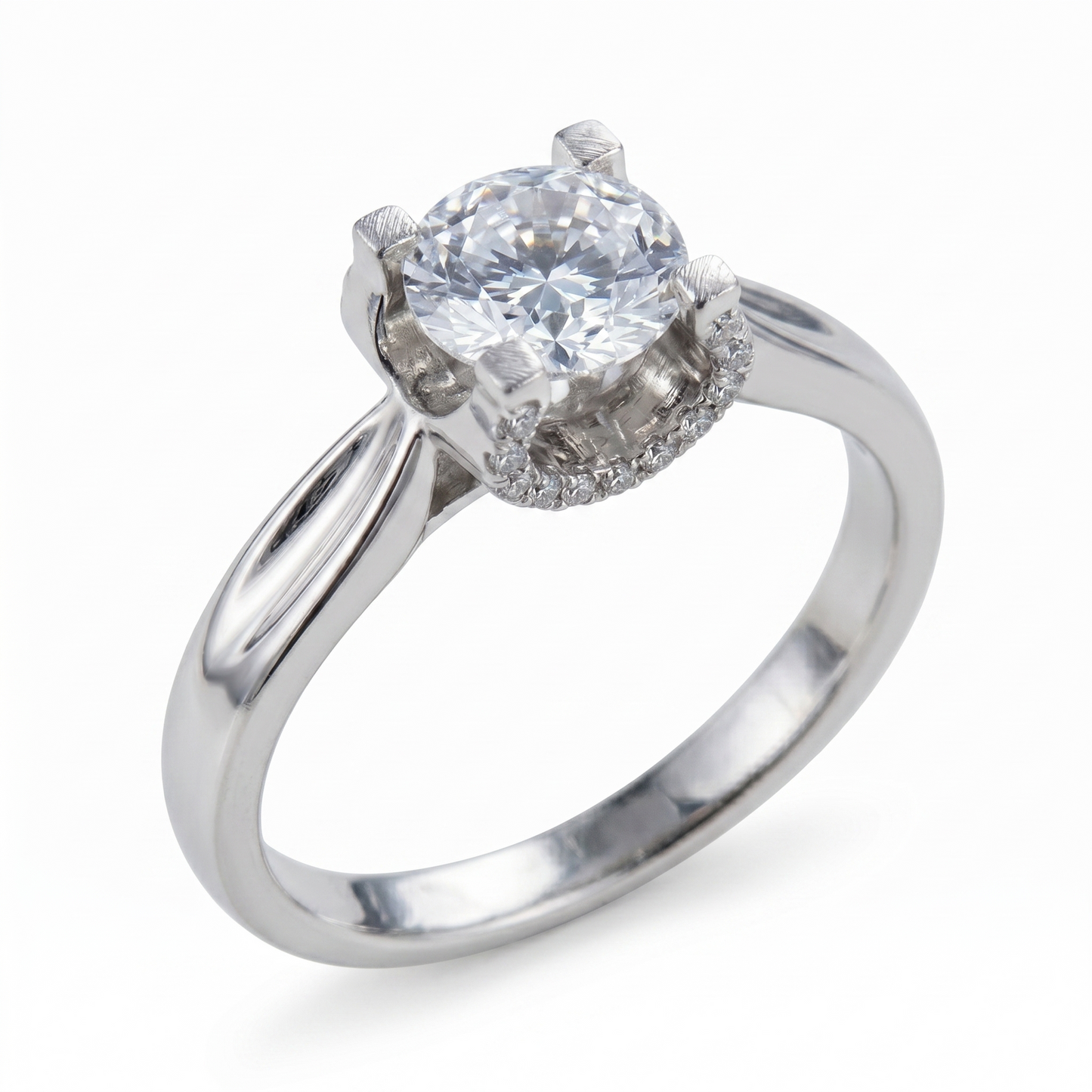 14k White Gold Solitaire Moissanite Ring 1ct Center Stone