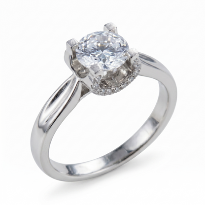 14k White Gold Solitaire Moissanite Ring 1ct Center Stone