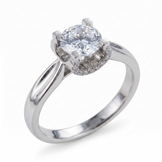 14k White Gold Solitaire Moissanite Ring 1ct Center Stone