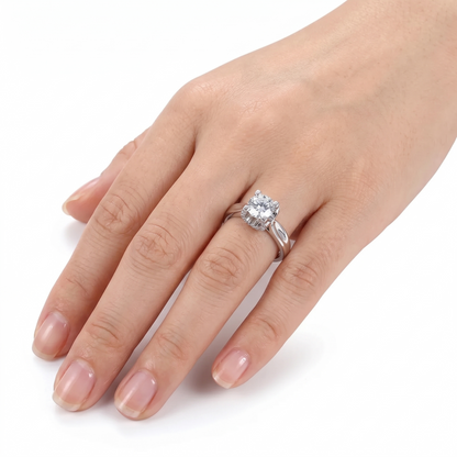 14k White Gold Solitaire Moissanite Ring 1ct Center Stone