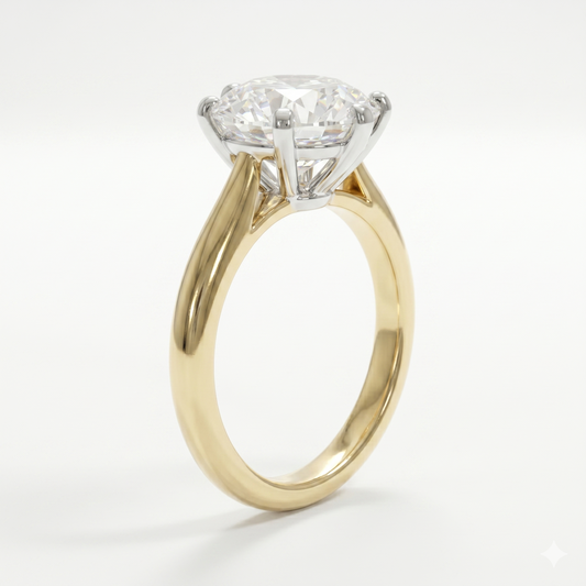14k White & Yellow Gold Solitaire Moissanite Ring Finger Wedding Band 1ct