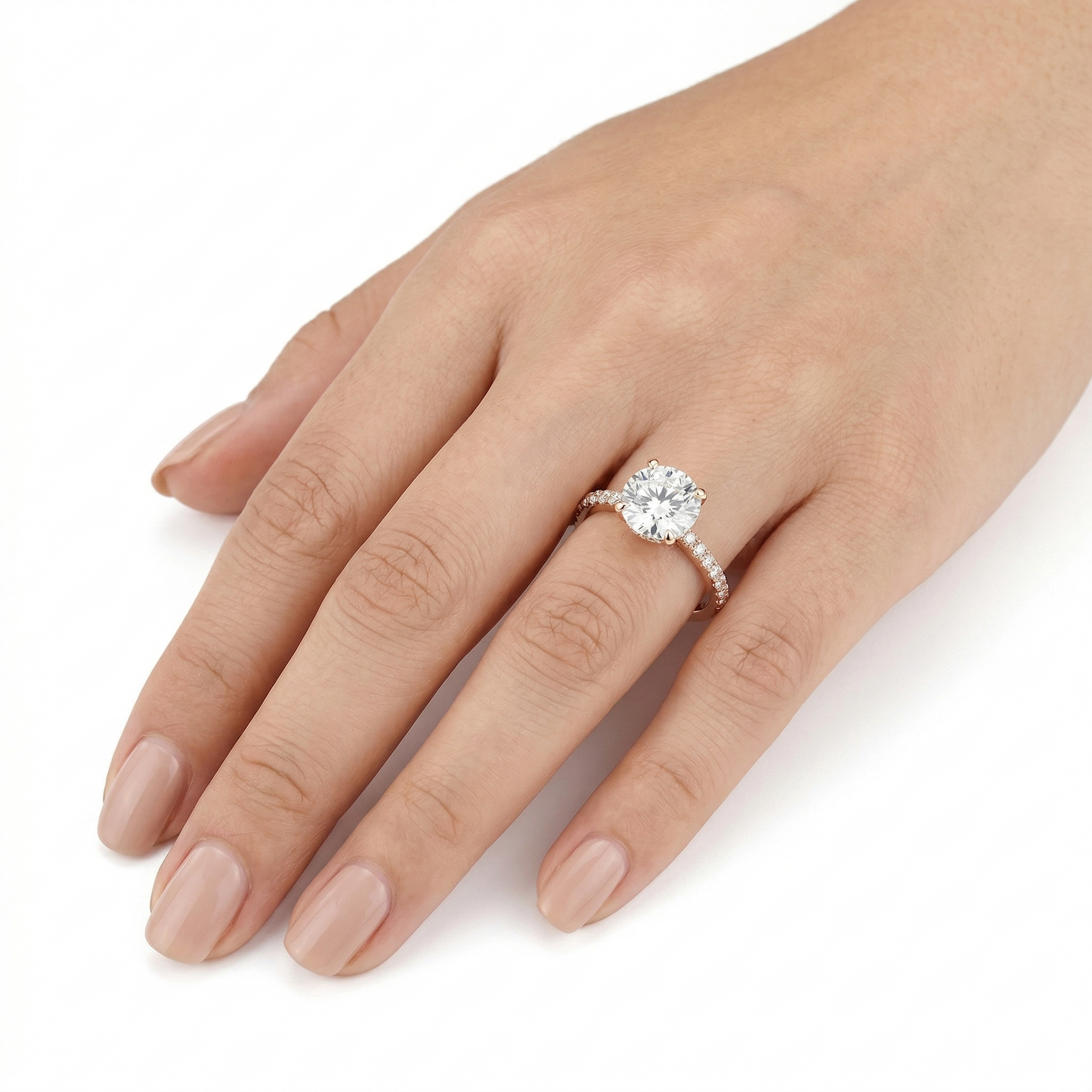 10k Rose, Yellow, or White Gold Moissanite Ring 2ct Center Stone