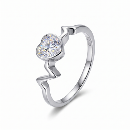 14k White Gold Moissanite Heartbeat Engagement Ring 0.7ct