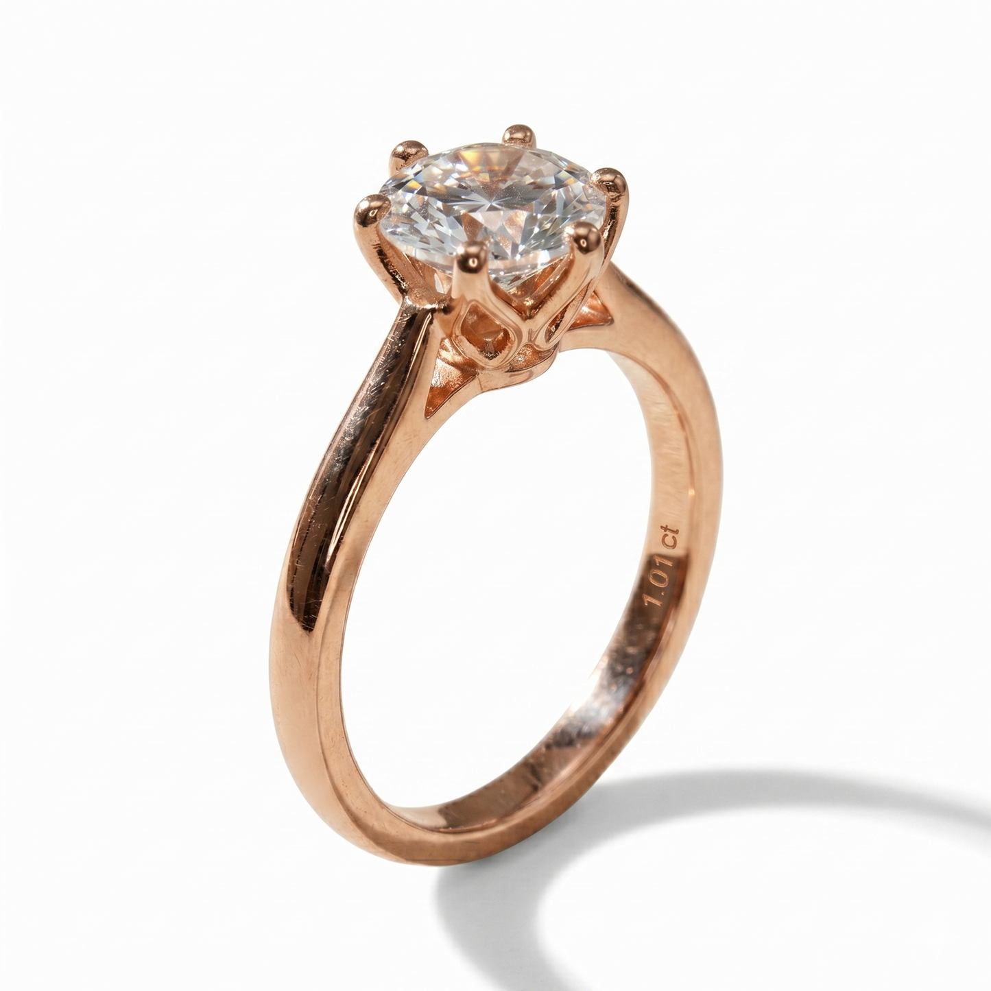 14k Rose / Yellow / White Gold Solitaire Moissanite Rings for a Woman 1ct