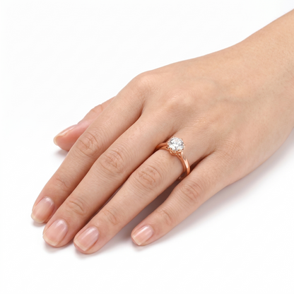 14k Rose / Yellow / White Gold Solitaire Moissanite Rings for a Woman 1ct