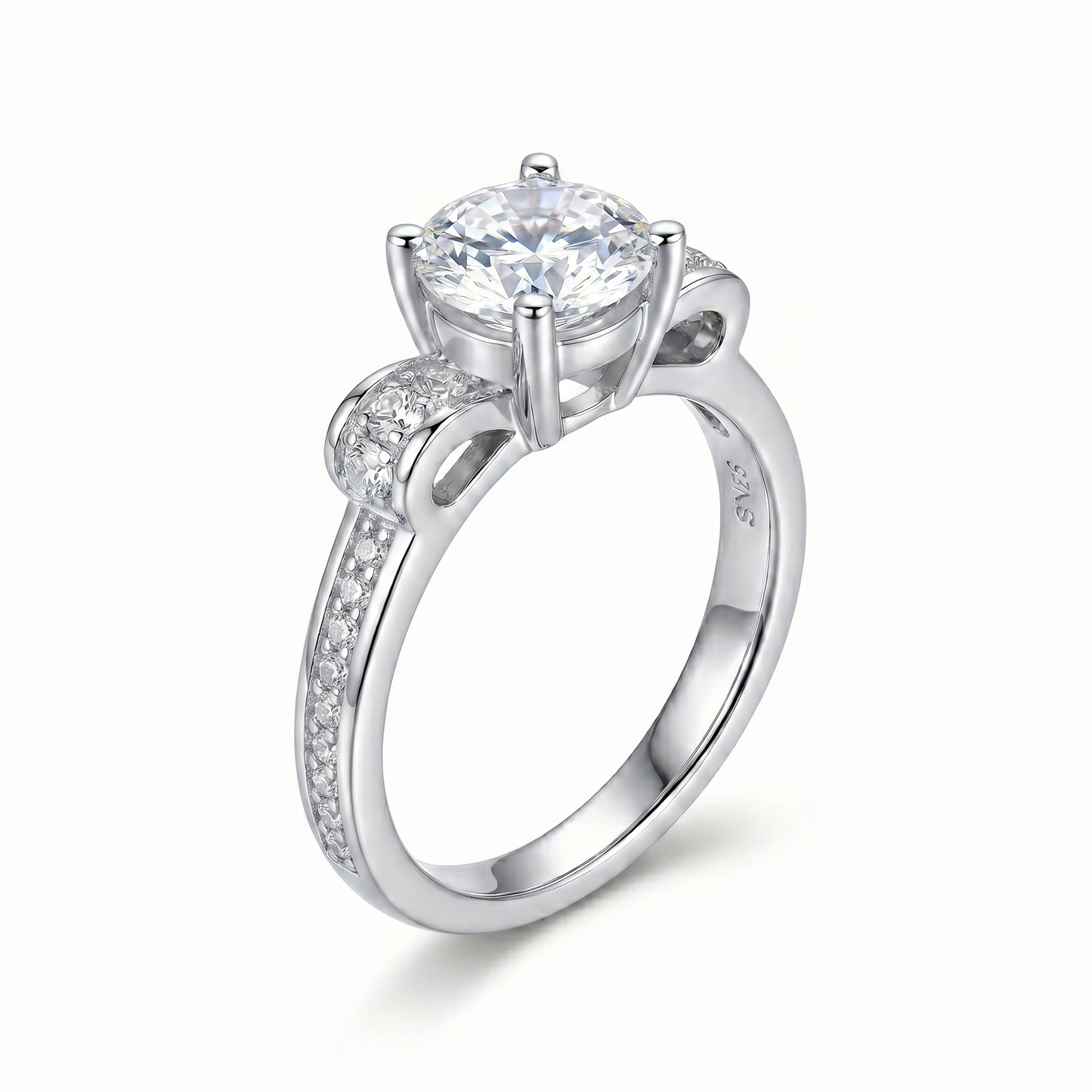 14k White Gold Moissanite Ring 1.6ct Total | Unique Engagement Ring Brands