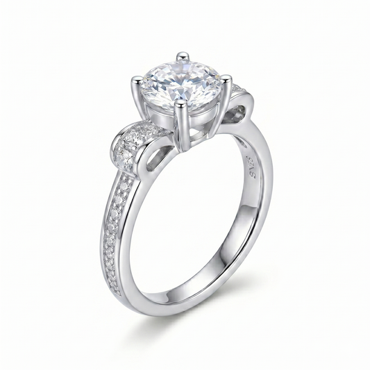 14k White Gold Moissanite Ring 1.6ct Total | Unique Engagement Ring Brands