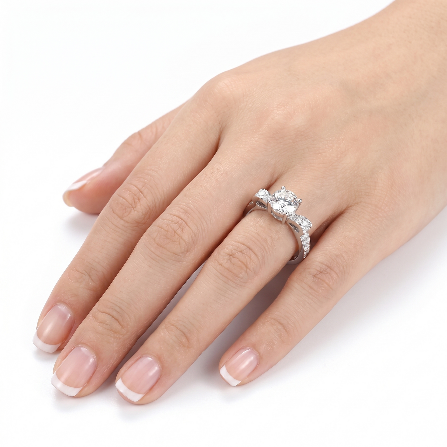 14k White Gold Moissanite Ring 1.6ct Total | Unique Engagement Ring Brands