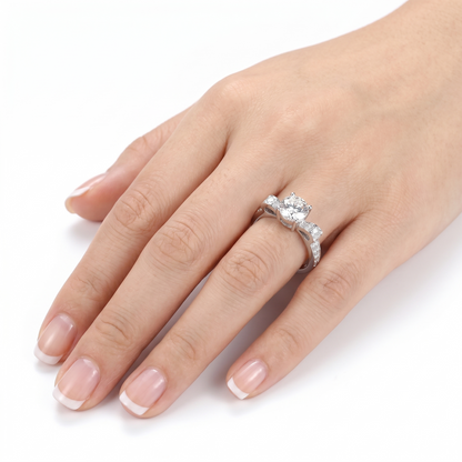 14k White Gold Moissanite Ring 1.6ct Total | Unique Engagement Ring Brands