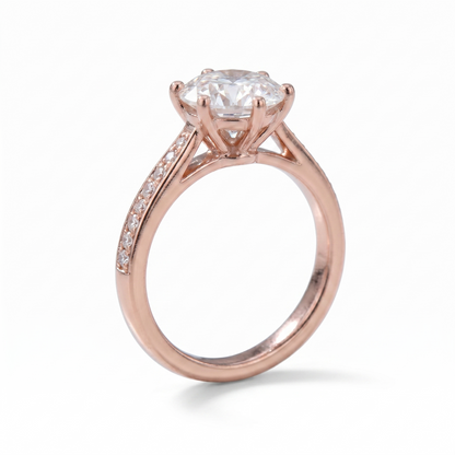 14k Rose Gold Moissanite Ring 1ct Center Stone