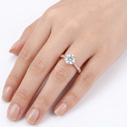 14k Rose Gold Moissanite Ring 1ct Center Stone