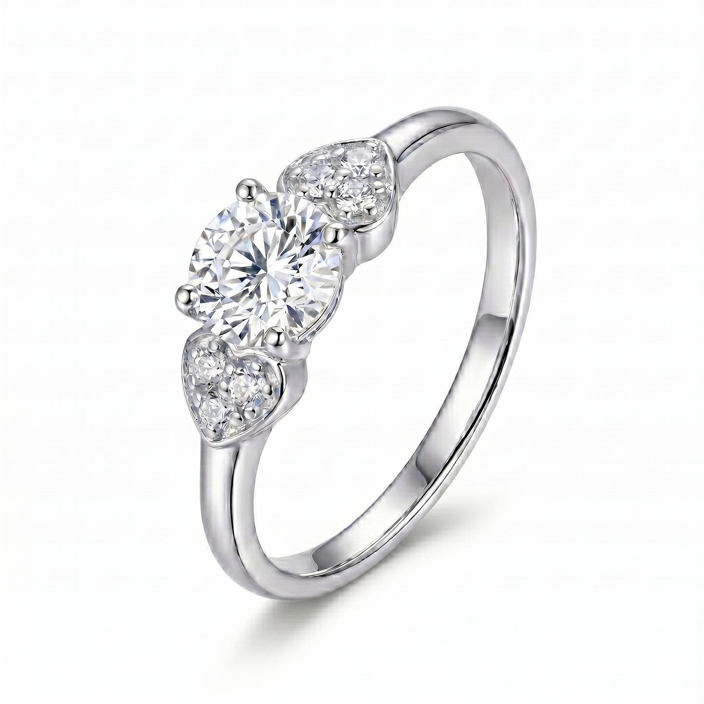 14k White Gold Moissanite Ring Octagon Cut 1.12ct Total - Unique Engagement Ring Cuts