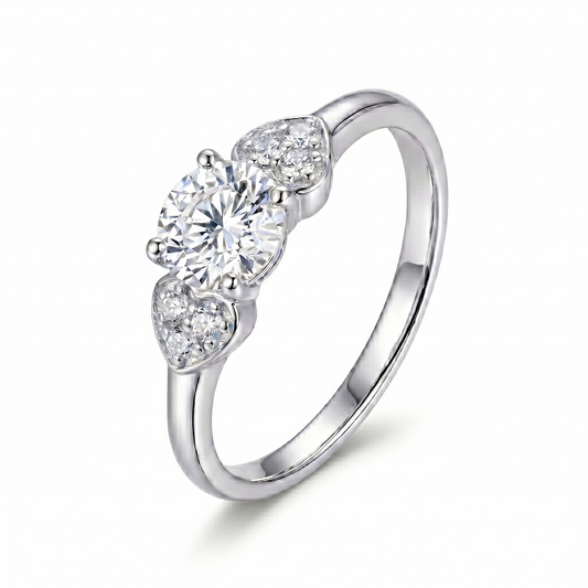 14k White Gold Moissanite Ring Octagon Cut 1.12ct Total - Unique Engagement Ring Cuts