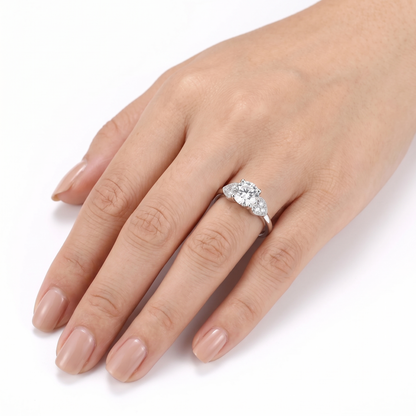 14k White Gold Moissanite Ring Octagon Cut 1.12ct Total - Unique Engagement Ring Cuts