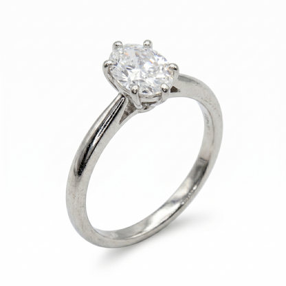 18k White / Yellow / Rose Gold Rings for Woman Oval Cut Solitaire Moissanite 0.6ct