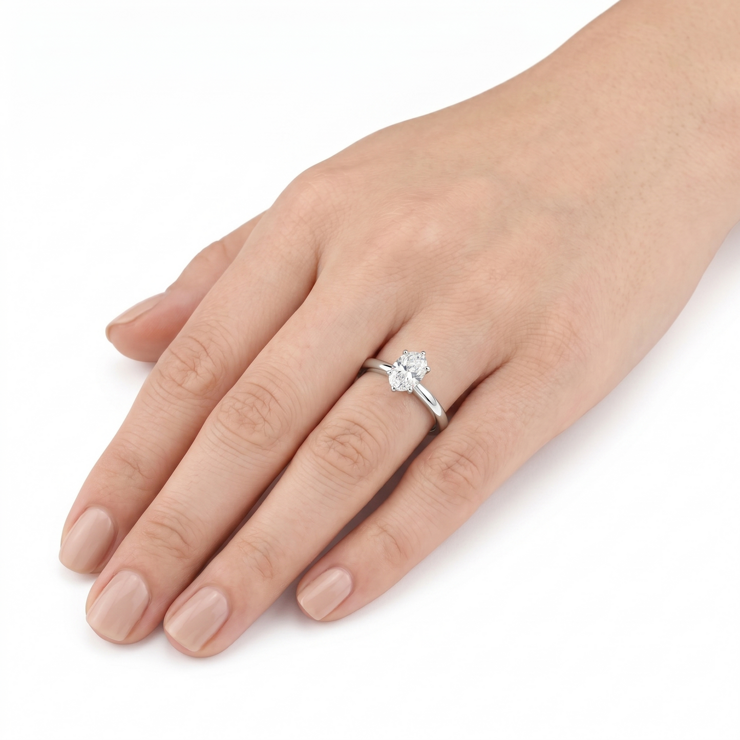 18k White / Yellow / Rose Gold Rings for Woman Oval Cut Solitaire Moissanite 0.6ct