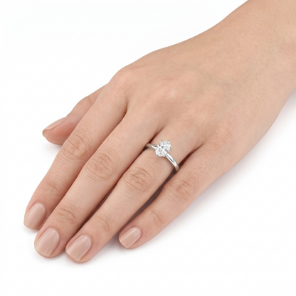 18k White / Yellow / Rose Gold Rings for Woman Oval Cut Solitaire Moissanite 0.6ct