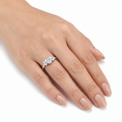 14k White / Yellow / Rose Gold Rings Women With Heart Moissanite 0.5ct Center Stone