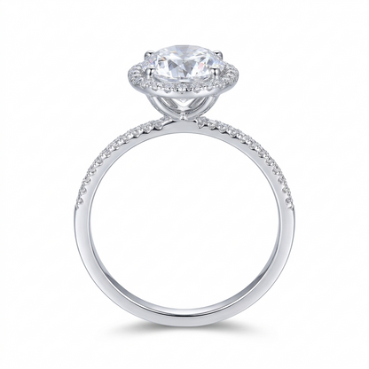 14k White Gold Halo Moissanite Woman Ring 1ct Center Stone