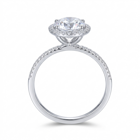 14k White Gold Halo Moissanite Woman Ring 1ct Center Stone