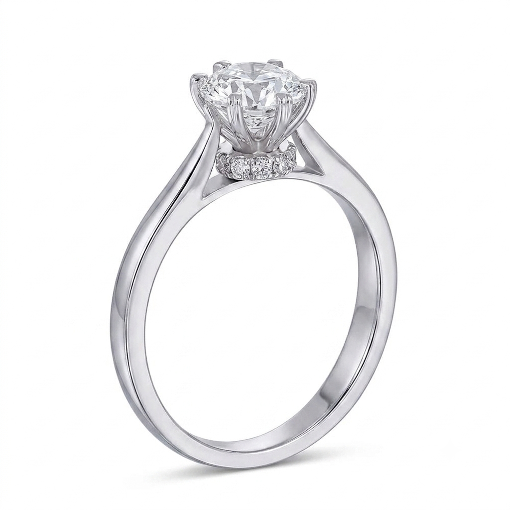 14k White Gold Octagon Cut Hidden Halo Moissanite Ring 1ct | Latest Engagement Ring Styles
