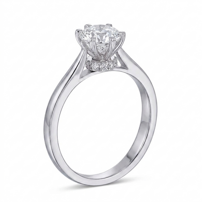 14k White Gold Octagon Cut Hidden Halo Moissanite Ring 1ct | Latest Engagement Ring Styles