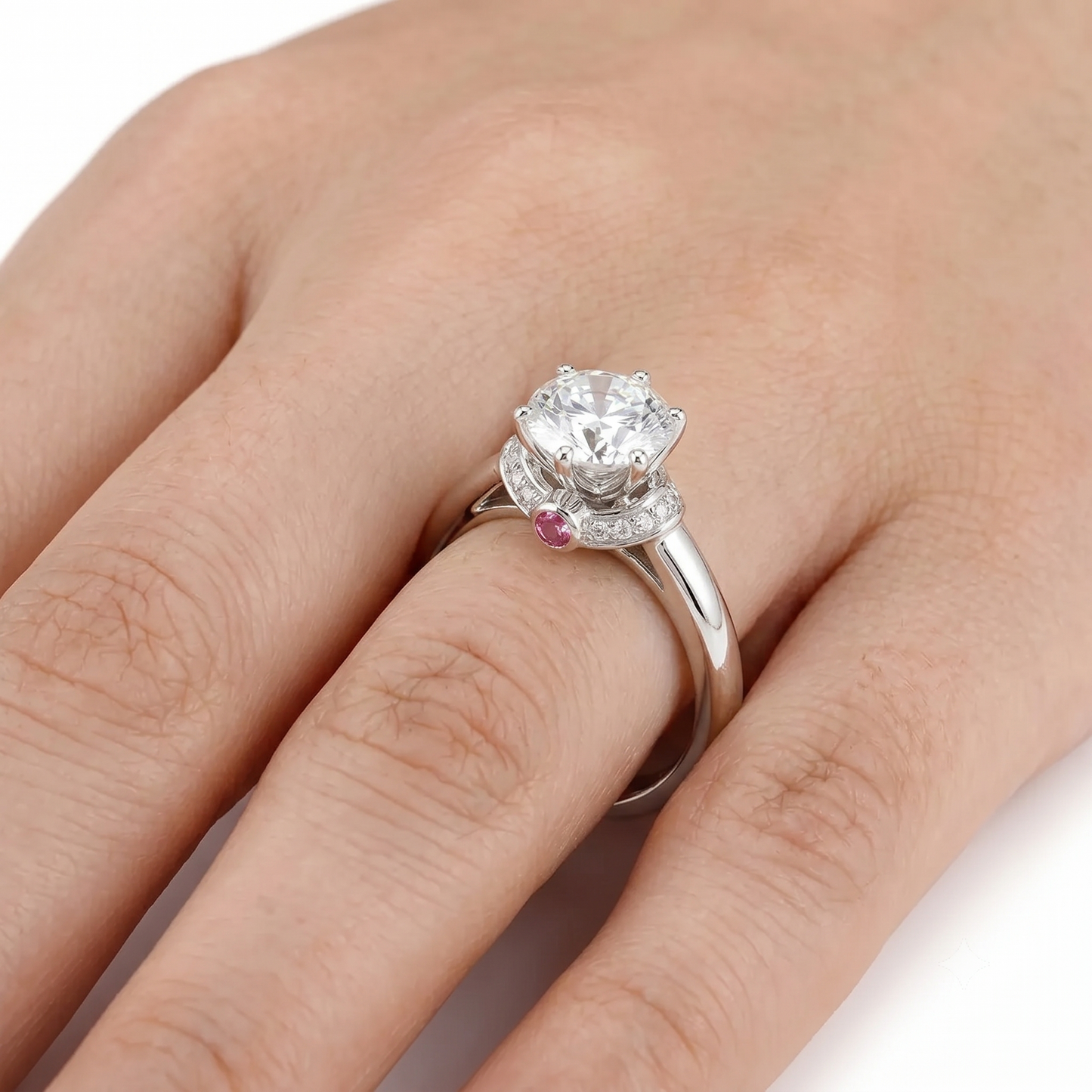 14k White Gold Moissanite Ring 1ct Center Stone - Unique Engagement Rings Near Me