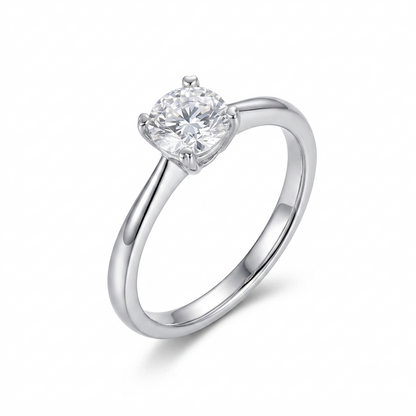 14k White Gold Solitaire Cushion Cut Moissanite Ring 1ct