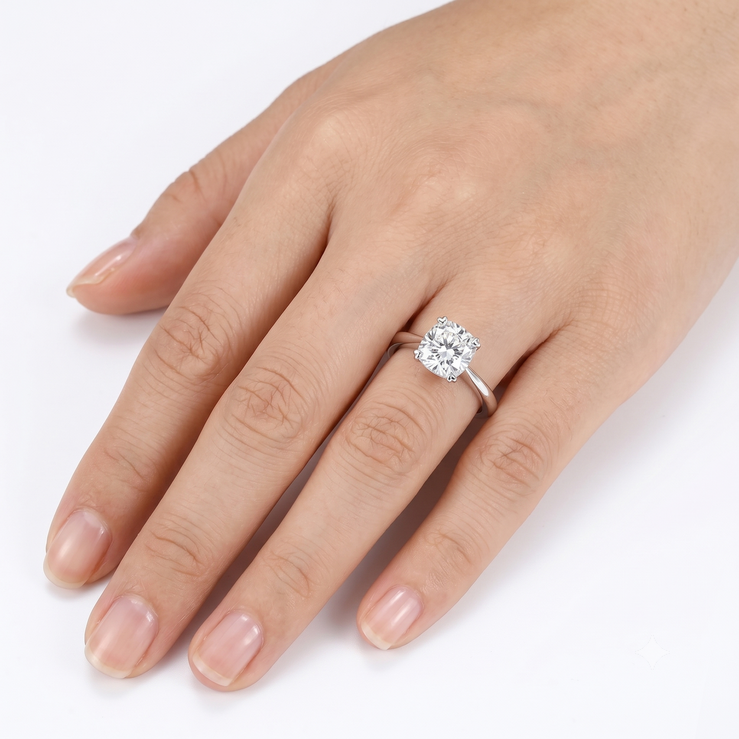 14k White Gold Solitaire Cushion Cut Moissanite Ring 1ct