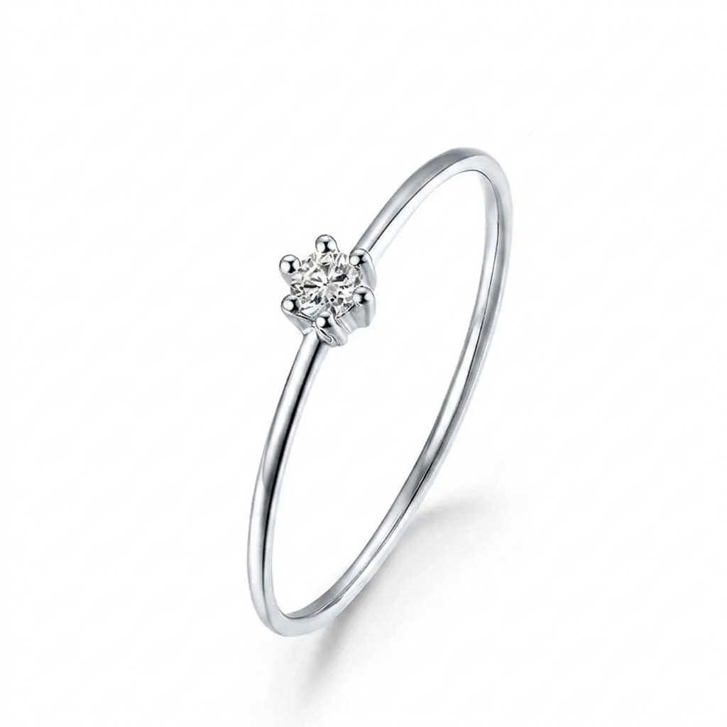 14k White Gold Solitaire Moissanite Ring 0.1ct - 14K Solitaire Ring Collection