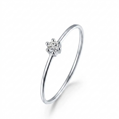 14k White Gold Solitaire Moissanite Ring 0.1ct - 14K Solitaire Ring Collection