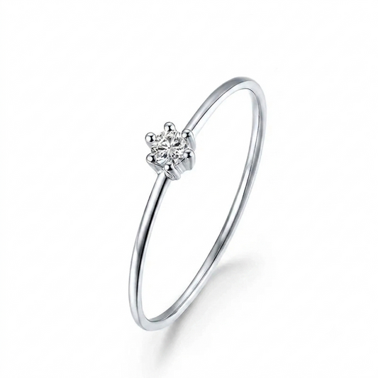 14k White Gold Solitaire Moissanite Ring 0.1ct - 14K Solitaire Ring Collection