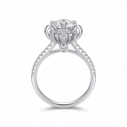 Platinum Plated Silver Vintage Moissanite Ring 0.8ct or 1ct