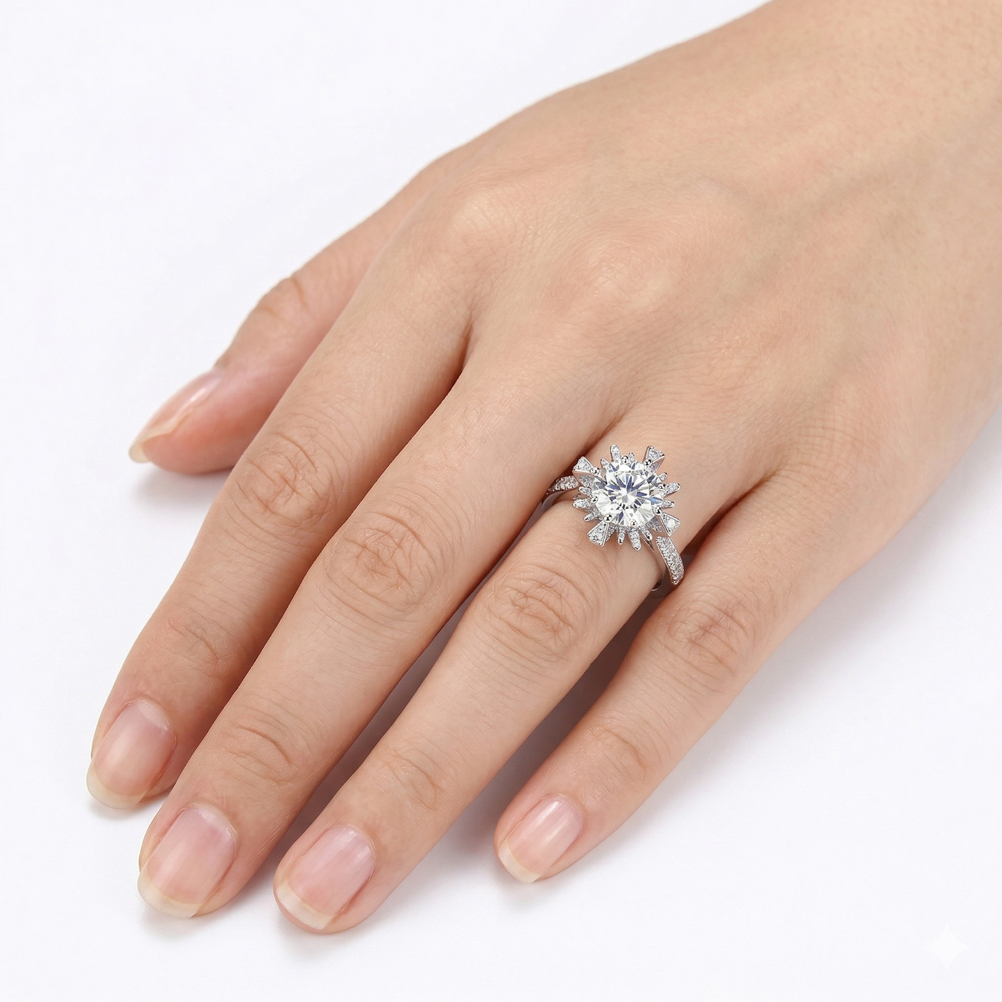 Platinum Plated Silver Vintage Moissanite Ring 0.8ct or 1ct