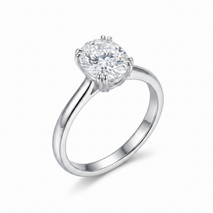 14k White Gold Oval / Cushion Cut Solitaire Moissanite Ring 1ct | Best Engagement Ring for Short Fingers