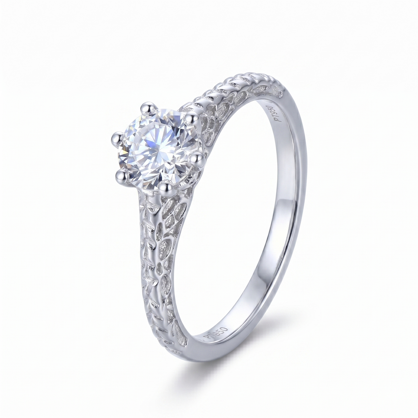 10k White Gold Vintage / Unique Moissanite Woman Rings 0.5ct