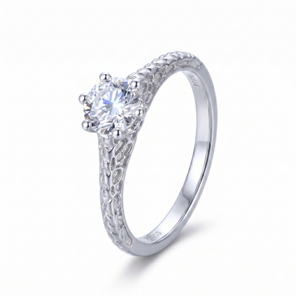 10k White Gold Vintage / Unique Moissanite Woman Rings 0.5ct