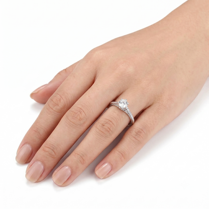 10k White Gold Vintage / Unique Moissanite Woman Rings 0.5ct