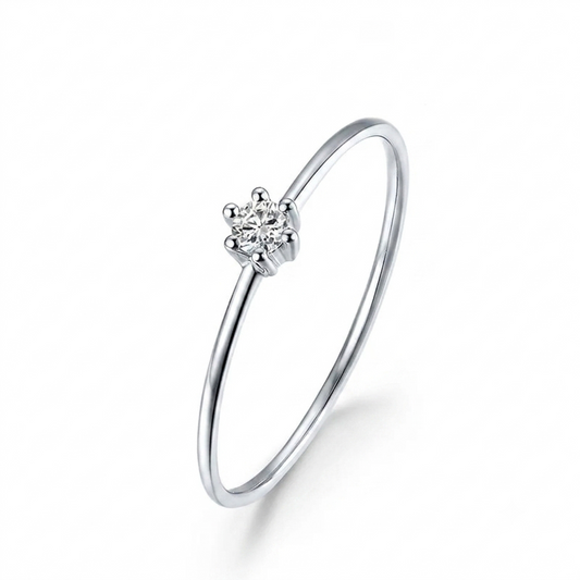 White Gold Plated Silver Solitaire Moissanite Woman Engagement Rings 0.2ct