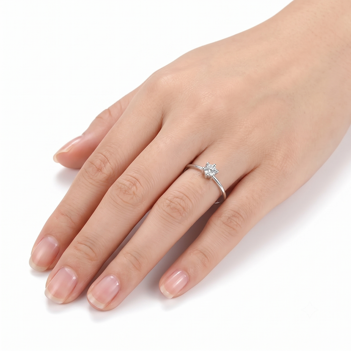 White Gold Plated Silver Solitaire Moissanite Woman Engagement Rings 0.2ct