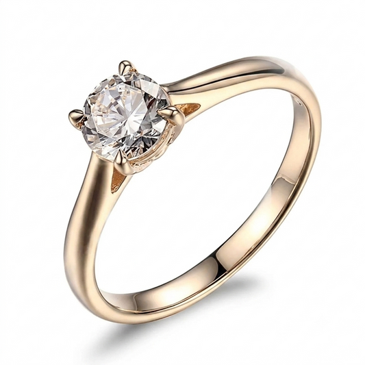 10k Yellow Gold Solitaire Moissanite Ring 1ct / 10k Yellow Gold Moissanite Ring