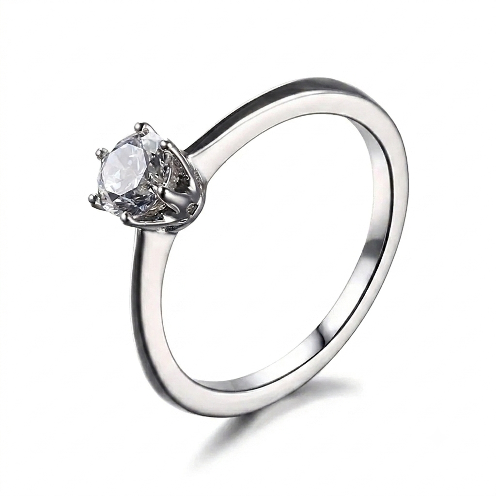Moissanite Jewellery - 14k White Gold Solitaire Moissanite Ring 0.5ct