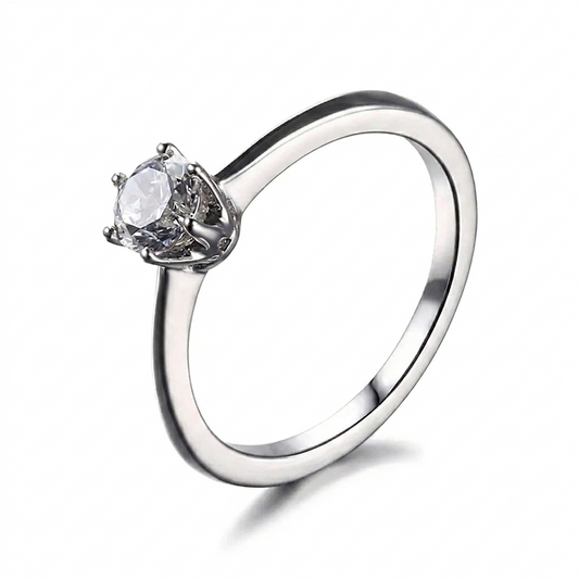 Moissanite Jewellery - 14k White Gold Solitaire Moissanite Ring 0.5ct