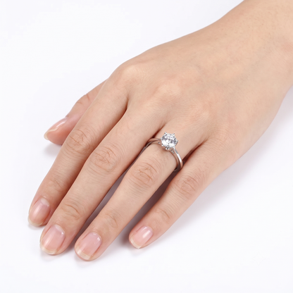 Moissanite Jewellery - 14k White Gold Solitaire Moissanite Ring 0.5ct