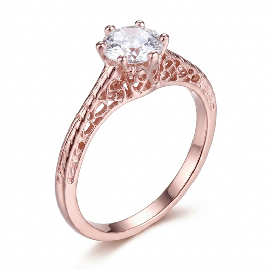 14k Rose Gold Vintage / Unique Moissanite Engagement Rings for Female 0.5ct