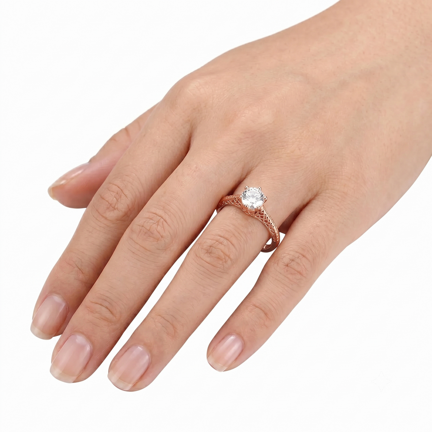 14k Rose Gold Vintage / Unique Moissanite Engagement Rings for Female 0.5ct