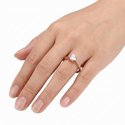 14k Rose Gold Vintage / Unique Moissanite Engagement Rings for Female 0.5ct