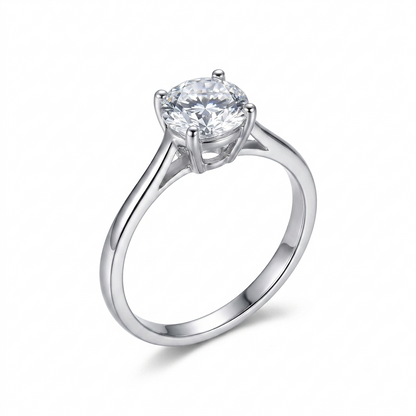 14k White Gold Moissanite Engagement Ring 1ct - Solitaire Ring
