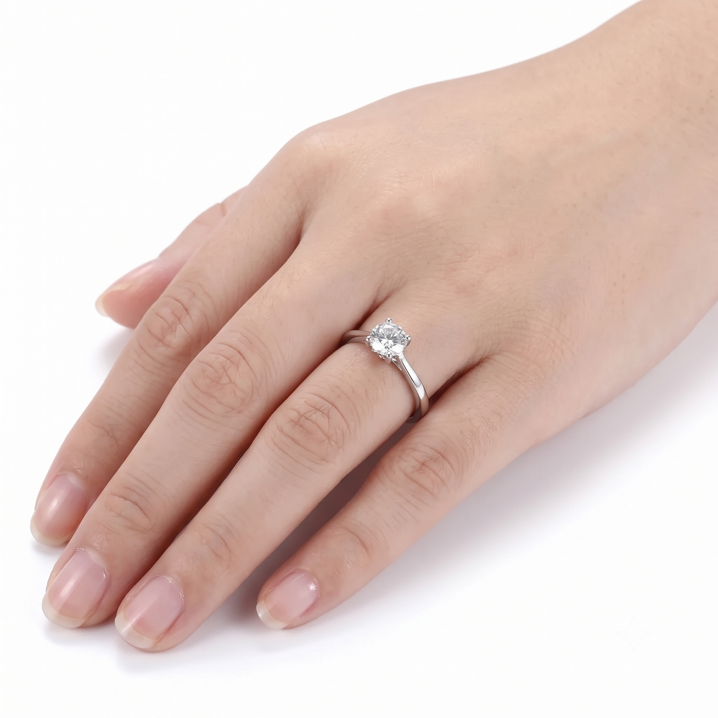14k White Gold Moissanite Engagement Ring 1ct - Solitaire Ring