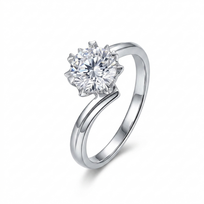 14k White Gold Unique Moissanite Ring 1ct | Unique 14k Gold Rings